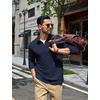 image:imageCOOFANDY Mens Quarter Zip Pullover Lightweight Waffle Mock Neck SweatshirtsDark Navy