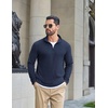 image:imageCOOFANDY Mens Quarter Zip Pullover Lightweight Waffle Mock Neck SweatshirtsDark Navy