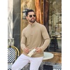 image:imageCOOFANDY Mens Quarter Zip Pullover Lightweight Waffle Mock Neck SweatshirtsKhaki