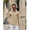image:imageCOOFANDY Mens Quarter Zip Pullover Lightweight Waffle Mock Neck SweatshirtsKhaki
