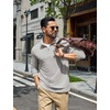 image:imageCOOFANDY Mens Quarter Zip Pullover Lightweight Waffle Mock Neck SweatshirtsLight Grey