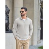 image:imageCOOFANDY Mens Quarter Zip Pullover Lightweight Waffle Mock Neck SweatshirtsLight Grey