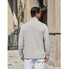image:imageCOOFANDY Mens Quarter Zip Pullover Lightweight Waffle Mock Neck SweatshirtsLight Grey