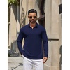 image:imageCOOFANDY Mens Quarter Zip Pullover Lightweight Waffle Mock Neck SweatshirtsNavy Blue