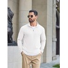 image:imageCOOFANDY Mens Quarter Zip Pullover Lightweight Waffle Mock Neck SweatshirtsWhite