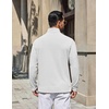 image:imageCOOFANDY Mens Quarter Zip Pullover Lightweight Waffle Mock Neck SweatshirtsWhite