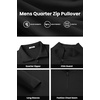 image:imageCOOFANDY Mens Quarter Zip Pullover Sweater Mock Neck Sweatshirt Casual PoloAblack