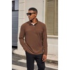 image:imageCOOFANDY Mens Quarter Zip Pullover Sweater Mock Neck Sweatshirt Casual PoloBrown