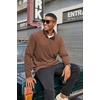 image:imageCOOFANDY Mens Quarter Zip Pullover Sweater Mock Neck Sweatshirt Casual PoloBrown