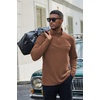 image:imageCOOFANDY Mens Quarter Zip Pullover Sweater Mock Neck Sweatshirt Casual PoloBrown