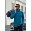 image:imageCOOFANDY Mens Quarter Zip Pullover Sweater Mock Neck Sweatshirt Casual PoloDark Blue