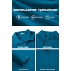 image:imageCOOFANDY Mens Quarter Zip Pullover Sweater Mock Neck Sweatshirt Casual PoloDark Blue
