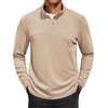 image:imageCOOFANDY Mens Quarter Zip Pullover Sweater Mock Neck Sweatshirt Casual PoloKhaki