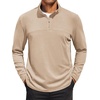 image:imageCOOFANDY Mens Quarter Zip Pullover Sweater Mock Neck Sweatshirt Casual PoloKhaki