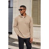 image:imageCOOFANDY Mens Quarter Zip Pullover Sweater Mock Neck Sweatshirt Casual PoloKhaki