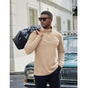 image:imageCOOFANDY Mens Quarter Zip Pullover Sweater Mock Neck Sweatshirt Casual PoloKhakibrown Collar