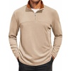 image:imageCOOFANDY Mens Quarter Zip Pullover Sweater Mock Neck Sweatshirt Casual PoloKhakibrown Collar