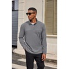 image:imageCOOFANDY Mens Quarter Zip Pullover Sweater Mock Neck Sweatshirt Casual PoloLight Grey