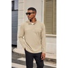 image:imageCOOFANDY Mens Quarter Zip Pullover Sweater Mock Neck Sweatshirt Casual PoloLight Khaki