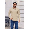 image:imageCOOFANDY Mens Quarter Zip Pullover Sweater Mock Neck Sweatshirt Casual PoloLight Khaki