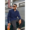 image:imageCOOFANDY Mens Quarter Zip Pullover Sweater Mock Neck Sweatshirt Casual PoloNavy Blue