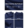 image:imageCOOFANDY Mens Quarter Zip Pullover Sweater Mock Neck Sweatshirt Casual PoloNavy Blue