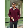 image:imageCOOFANDY Mens Quarter Zip Pullover Sweater Mock Neck Sweatshirt Casual PoloWine Red
