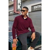 image:imageCOOFANDY Mens Quarter Zip Pullover Sweater Mock Neck Sweatshirt Casual PoloWine Red