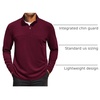 image:imageCOOFANDY Mens Quarter Zip Pullover Sweater Mock Neck Sweatshirt Casual PoloWine Red