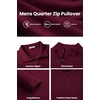 image:imageCOOFANDY Mens Quarter Zip Pullover Sweater Mock Neck Sweatshirt Casual PoloWine Red