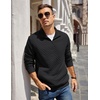 image:imageCOOFANDY Mens Quarter Zip Pullover Sweatshirt Casual Mock Neck Sweater 2026Ablack