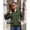image:imageCOOFANDY Mens Quarter Zip Pullover Sweatshirt Casual Mock Neck Sweater 2026Army Green
