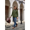 image:imageCOOFANDY Mens Quarter Zip Pullover Sweatshirt Casual Mock Neck Sweater 2026Army Green