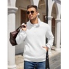 image:imageCOOFANDY Mens Quarter Zip Pullover Sweatshirt Casual Mock Neck Sweater 2026Asolid White