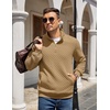 image:imageCOOFANDY Mens Quarter Zip Pullover Sweatshirt Casual Mock Neck Sweater 2026Camel