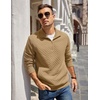 image:imageCOOFANDY Mens Quarter Zip Pullover Sweatshirt Casual Mock Neck Sweater 2026Camel