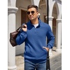 image:imageCOOFANDY Mens Quarter Zip Pullover Sweatshirt Casual Mock Neck Sweater 2026Dark Blue