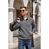 image:imageCOOFANDY Mens Quarter Zip Pullover Sweatshirt Casual Mock Neck Sweater 2026Dark Gray