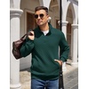 image:imageCOOFANDY Mens Quarter Zip Pullover Sweatshirt Casual Mock Neck Sweater 2026Green