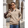 image:imageCOOFANDY Mens Quarter Zip Pullover Sweatshirt Casual Mock Neck Sweater 2026Khaki