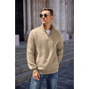 image:imageCOOFANDY Mens Quarter Zip Pullover Sweatshirt Casual Mock Neck Sweater 2026Khaki