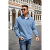 image:imageCOOFANDY Mens Quarter Zip Pullover Sweatshirt Casual Mock Neck Sweater 2026Light Blue