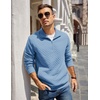 image:imageCOOFANDY Mens Quarter Zip Pullover Sweatshirt Casual Mock Neck Sweater 2026Light Blue