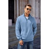 image:imageCOOFANDY Mens Quarter Zip Pullover Sweatshirt Casual Mock Neck Sweater 2026Light Blue