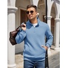 image:imageCOOFANDY Mens Quarter Zip Pullover Sweatshirt Casual Mock Neck Sweater 2026Light Blue