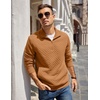 image:imageCOOFANDY Mens Quarter Zip Pullover Sweatshirt Casual Mock Neck Sweater 2026Light Brown