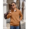 image:imageCOOFANDY Mens Quarter Zip Pullover Sweatshirt Casual Mock Neck Sweater 2026Light Brown