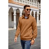 image:imageCOOFANDY Mens Quarter Zip Pullover Sweatshirt Casual Mock Neck Sweater 2026Light Brown