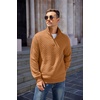 image:imageCOOFANDY Mens Quarter Zip Pullover Sweatshirt Casual Mock Neck Sweater 2026Light Brown