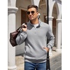 image:imageCOOFANDY Mens Quarter Zip Pullover Sweatshirt Casual Mock Neck Sweater 2026Light Grey